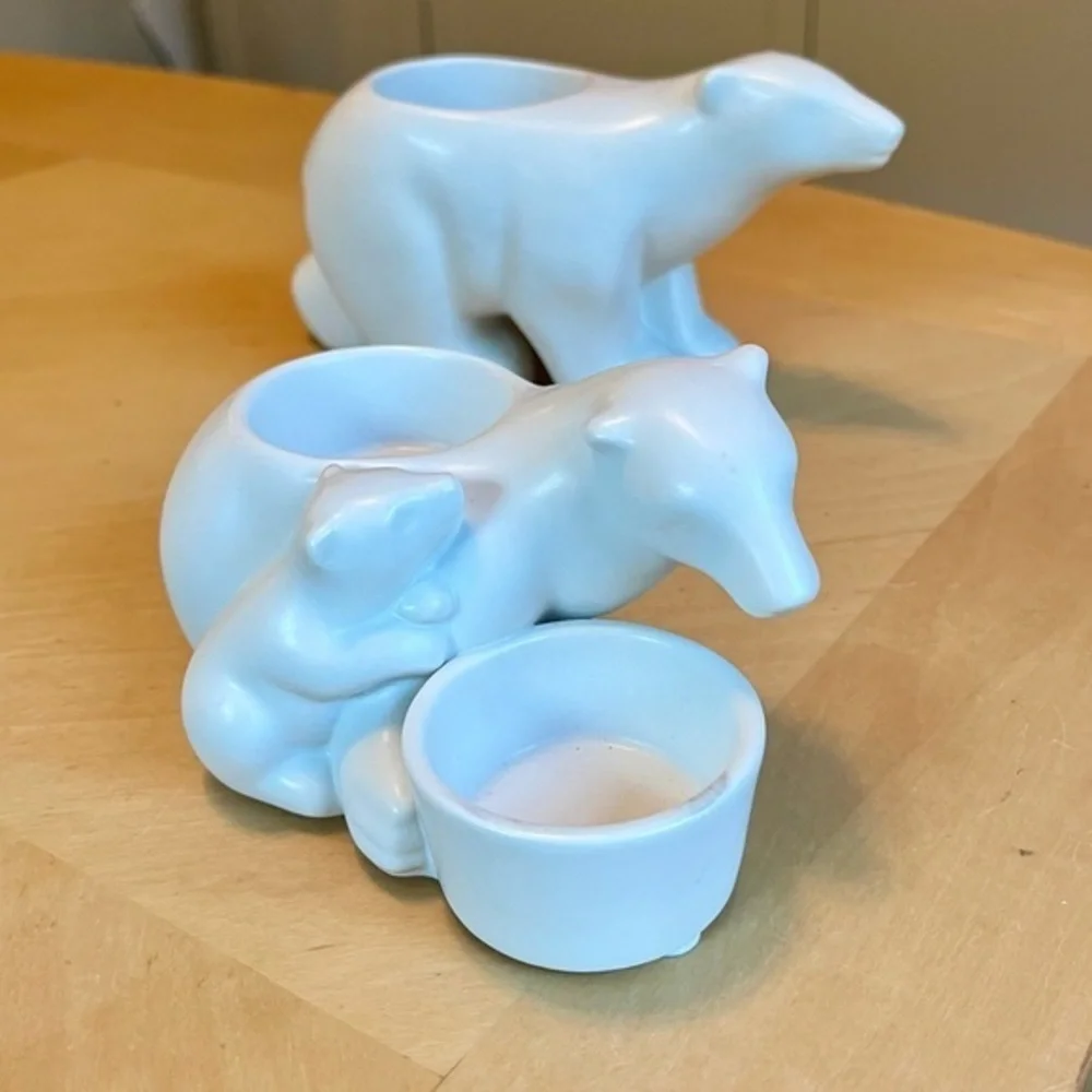 Yankee Candle Polar Bear Family Tea Light & Votive Candle Holders Set of 2